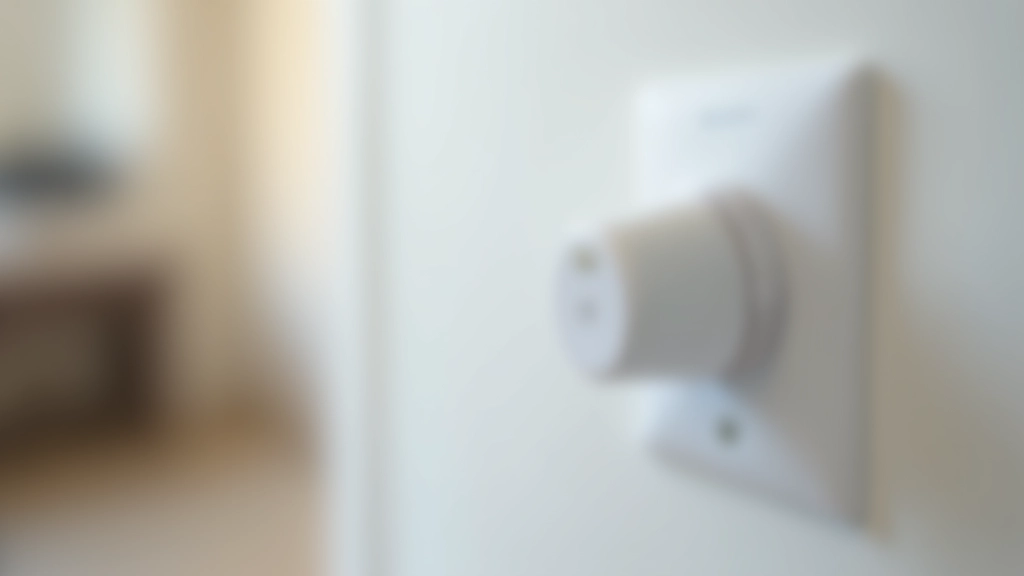 Close-up view of smart plug inserted into wall socket with indicator LED light glowing, showing the compact design and physical button