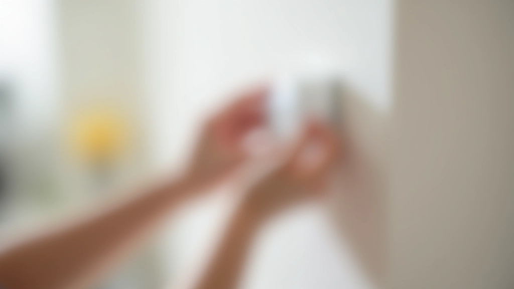 Hands installing thermostat unit into wall bracket with visible wiring